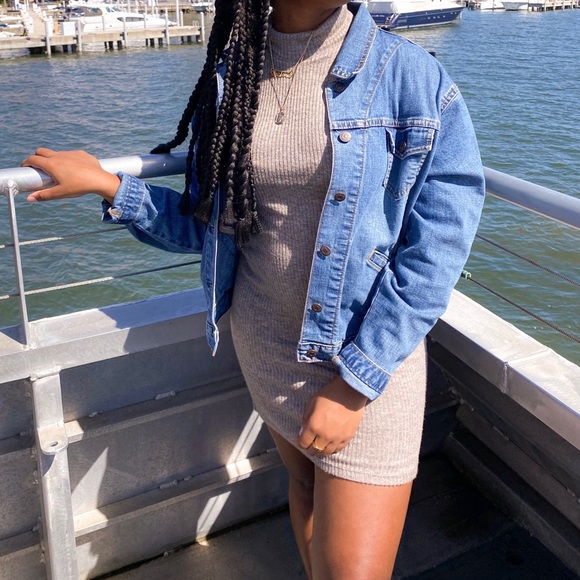 Gray Mock-neck Long Sleeve Mini Dress - Picture 3 of 3